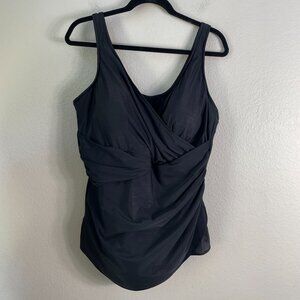 Miraclesuit Womens Plus 22W Black One Piece Swimsuit Draped Front